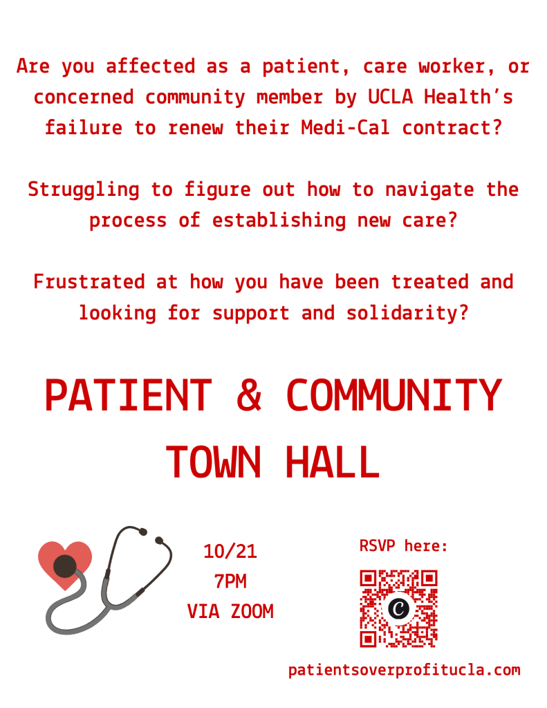 Patient and Community Town Hall flier: 10/21, 7PM, via Zoom.